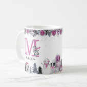 Pinguin Monogram Name Christmas Kaffeetasse (Vorderseite Links)