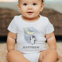 Pinguin Moon Watercolor Baby Bodysuit