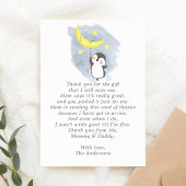 Pinguin Moon Watercolor Babydusche Danke Karte