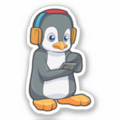 Pinguin Music Headphone Aufkleber (Vorderseite)