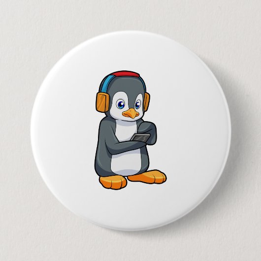Pinguin Music Headphone Button (Vorderseite)