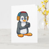 Pinguin Music Headphone Karte (Gelbe Blume)
