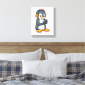 Pinguin Music Headphone Leinwanddruck (Insitu (Schlafzimmer))