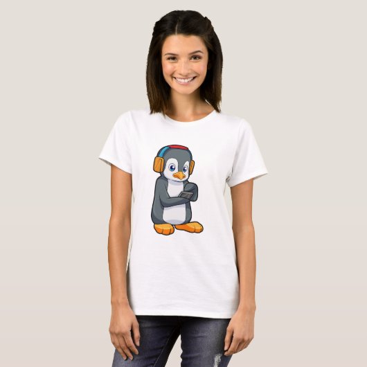 Pinguin Music Headphone T-Shirt (Vorne ganz)