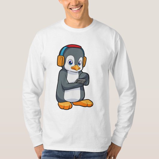 Pinguin Music Headphone T-Shirt (Vorderseite)