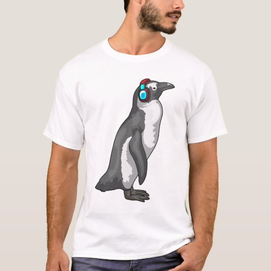 Pinguin Music Headphone T-Shirt (Vorderseite)