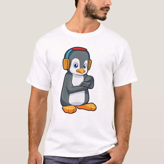 Pinguin Music Headphone T-Shirt (Vorderseite)