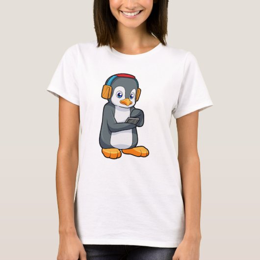 Pinguin Music Headphone T-Shirt (Vorderseite)