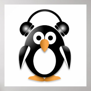 Pinguin-Musikfan Poster