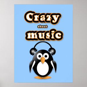 Pinguin-Musikfan Poster