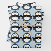 Pinguin Mustache Trend Pattern| Blau Geschenkpapier Set (Beispiel)