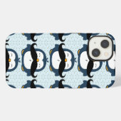Pinguin Mustache Trend Pattern iPhone Hülle (Rückseite (Horizontal))