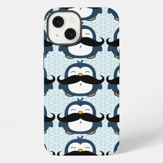Pinguin Mustache Trend Pattern iPhone Hülle (Rückseite)