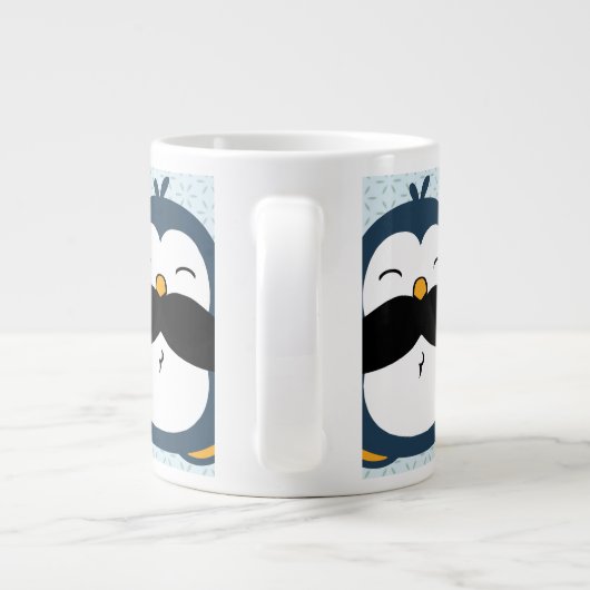 Pinguin Mustache Trend Pattern Jumbo-Tasse (Rückseite)