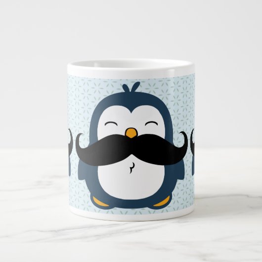 Pinguin Mustache Trend Pattern Jumbo-Tasse (Vorderseite)
