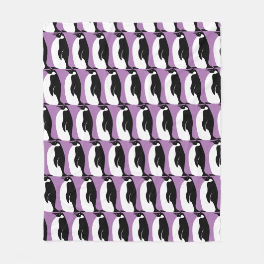 Pinguin Muster Lila Schwarz-weiß Fleecedecke (Vorderseite)