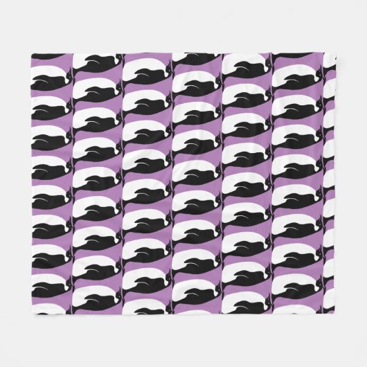 Pinguin Muster Lila Schwarz-weiß Fleecedecke (Vorderseite (Horizontal))