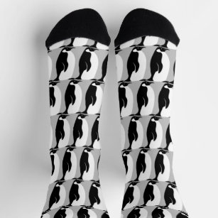 Pinguin Muster Niedlich Minimalistisch Grau Schwar Socken