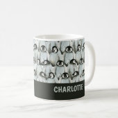 Pinguin Muster Schwarz-Weiß Niedlich Personalisier Kaffeetasse (VorderseiteRechts)