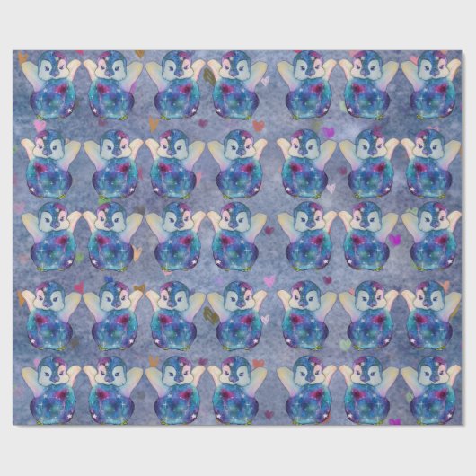 Pinguin namens Button Geschenkpapier (Flach)
