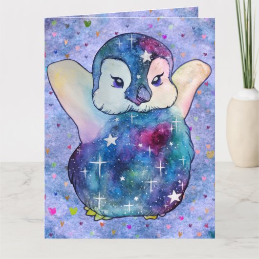 Pinguin namens Button Karte (Vorderseite)