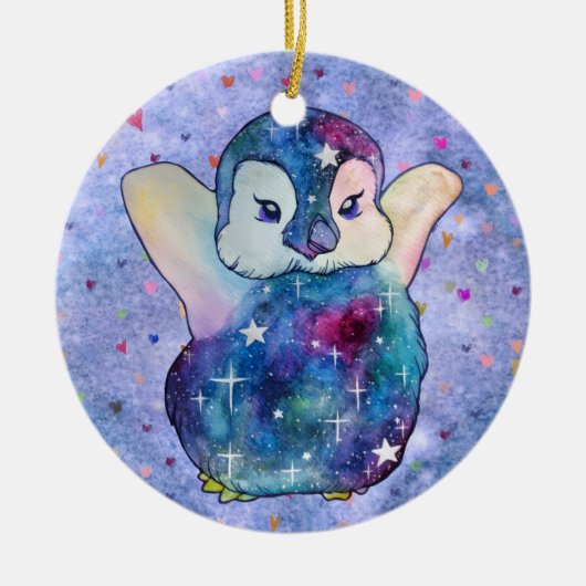 Pinguin namens Button Keramik Ornament (Vorne)