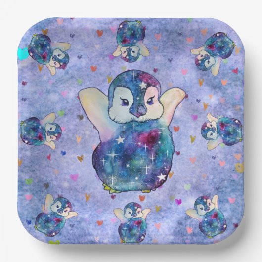 Pinguin namens Button Pappteller (Vorderseite)