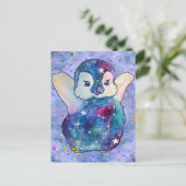 Pinguin namens Button Postkarte (Stehend Vorderseite)
