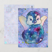 Pinguin namens Button Postkarte (Vorne/Hinten)