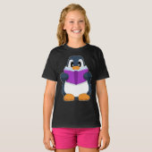 Pinguin Nerd Buch T-Shirt (Vorne ganz)