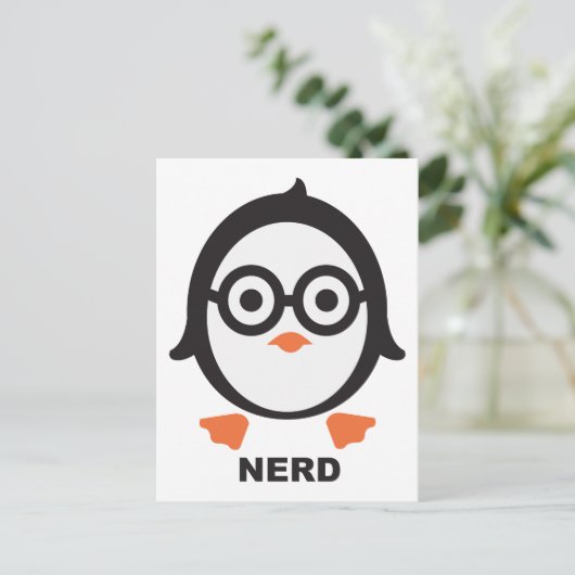 Pinguin - Nerd - Pinguin Postkarte (Stehend Vorderseite)