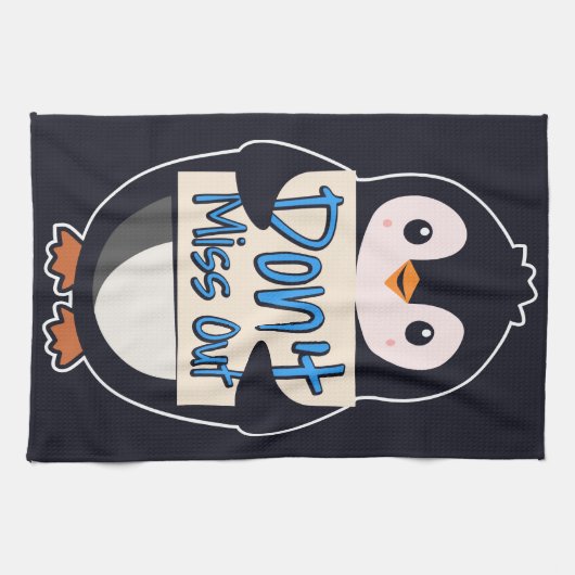 Pinguin Nicht Verpassen Schild Geschirrtuch (Horizontal)
