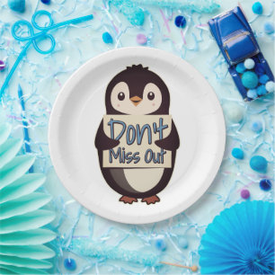 Pinguin Nicht Verpassen Schild Pappteller