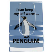 Pinguin Niedlich Bird Funny Birthday Party Mittlere Geschenktüte (Rückseite)