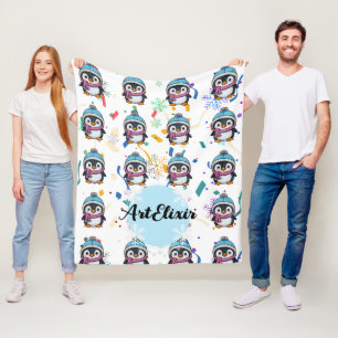 Pinguin Niedlich Kawaii Lila Scarf Print Fleecedecke