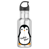 Pinguin Niedlich Kinder Wasserflasche mit Name (Vorderseite)