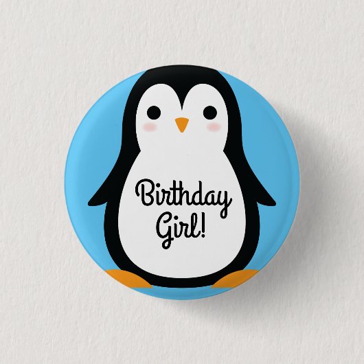 Pinguin Niedlich Winter 1. Geburtstag Button Butto (Vorderseite)