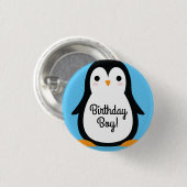 Pinguin Niedlich Winter 1. Geburtstag Button Butto (Vorne & Hinten)