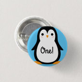 Pinguin Niedlich Winter 1. Geburtstag Button Butto (Vorne & Hinten)