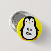 Pinguin Niedlich Winter 1. Geburtstag Button Butto (Vorne & Hinten)