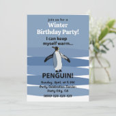 Pinguin Niedliches Winter Party Geburtstag Einladung (Stehend Vorderseite)
