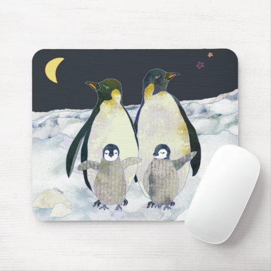 Pinguin Night in der Antarktis Mousepad (Mit Mouse)