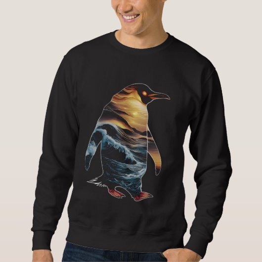 Pinguin Ocean Sunset Beach Bird Watcher Ornitholog Sweatshirt (Vorderseite)