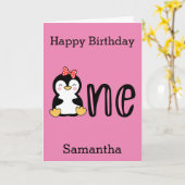 Pinguin One 1. Happy Birthday Karte (Gelbe Blume)