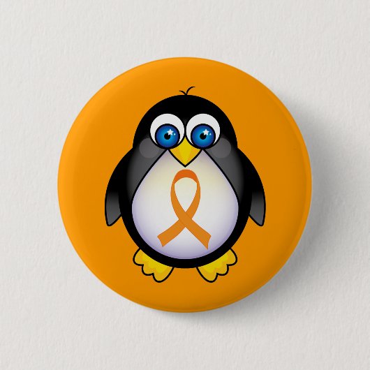 Pinguin-orange Band des Bewusstseins-Geschenks Button (Vorderseite)