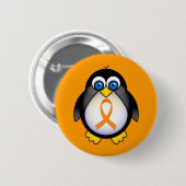 Pinguin-orange Band des Bewusstseins-Geschenks Button (Vorne & Hinten)