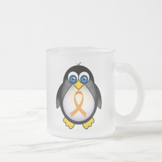 Pinguin-orange Band des Bewusstseins-Geschenks Mattglastasse (Rechts)