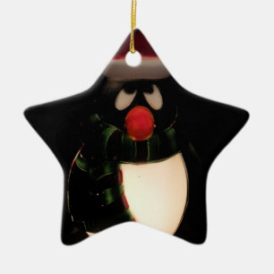 Pinguin-Ornamente - Grüne Rückseite Keramikornament