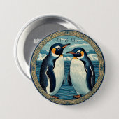 Pinguin-Paar Winter Schnee Blauer Ozean Eis Gletsc Button (Vorne & Hinten)
