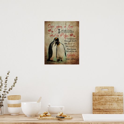Pinguin-Paare einmal auf Hochzeitsgeschenke Poster (Küche)